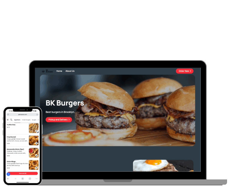 Sauce website and menu